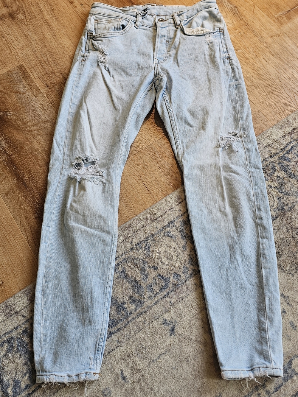 Light Wash Skinny Jeans - Light Blue Distressed Men’s Jeans